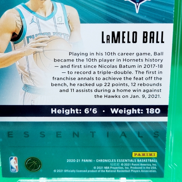 LaMelo Ball RC Essentials #201 2020-21 Panini Chronicles 201 Green SP PGX 9 RC - Picture 9 of 9